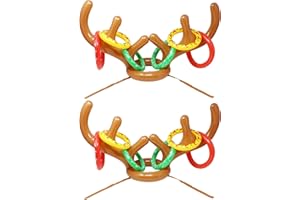JOYIN 2 Set Gonfiabile Renna Antler Toss Gioco Festa di Natale Giochi Anello Lancio Gioco per Natale Forniture Per Festa Di Natale Taglia Unica