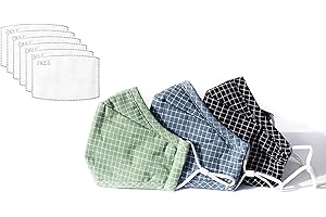 Habac Studio Pack of 3 Face Masks + 6 PCS PM 2.5 FILTERS Face Mask Cover Bandana Balaclavas Face Masks Washable UK Reusable Face Mask Black Face Masks Nose Wire Unisex. UK Seller