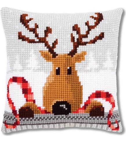 VERVACO Kit Cuscino Punto Croce Villaggio Alpino I Set Ricamo Principianti Cuscini Gobelin Decorativi ca. 40 x 40 cm Accessori per Lavoretti Creativi DIY Casa Decor Hobby Adulti Cross Stitch