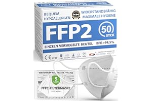 POLONORD ADESTE ADESTE – FFP2 Maske, Hygienische 5-lagige Staubschutzmaske, EN149:2001+A1:2009 Mundschutzmaske EU2016/425, Weiß, Atemschutzmaske, Einzelne versiegelte Beutel