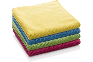 E-Cloth General Purpose Microfibre Cloth, Multipurpose Cleaning Cloth for Household Surfaces, Washable and Reusable, 100 Wash Promise, Assorted Colours, 4 Pack