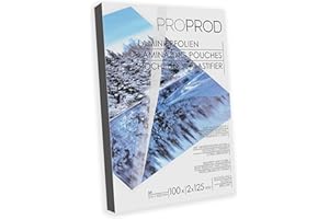 PROPROD Premium Pack de 100 Pochettes de plastification A4 125 microns finition brillante Transparent