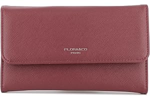 flora & co Portefeuille Femme Rabat Tout-en-Un - Porte-chéquier avec Porte-Cartes et Monnaie 3 en 1 - Compagnon Zippé 3 Volets Grande Capacité Fourre-Tout - Original Mode Tendance - Bordeaux