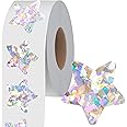 Hebayy 500 PCS Holographic Silvery Star Stickers, Self Adhesive Metallic Glitter Foil Reflective Star Stickers Reward Behavior Chart Labels for Kids Students Teachers Supplies (Each Measures 1.5'')