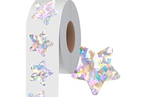 Hebayy 500 PCS Holographic Silvery Star Stickers, Self Adhesive Metallic Glitter Foil Reflective Star Stickers Reward Behavior Chart Labels for Kids Students Teachers Supplies (Each Measures 1.5'')