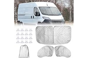 CICMOD Housse de Protection pour Pare-Brise Avant Protection Thermiques Internes Couverture de Pare-Brise Protection Solaire pour Fiat Ducato Camping Transporteur avec Sac de Rangement Argentée