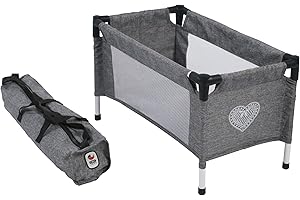 Bayer Chic 2000-Baby Born Baby Doll Travel Bed, 652 76, Denim Gray, Small, Attention - For Dolls