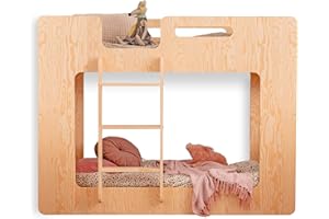 ‎SMARTWOOD smartwood Mimi L - Leiter Links Etagenbett 80x180 mit Lattenrost und Rausfallschutz - Kinderbett für Jungen und Mädchen - Montessori Bett mit Rausfallschutz und Lattenrost Natural Holz 180x80 cm
