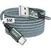 GIANAC USB C Cable Fast Charging [5M] USB C Cable Long 3.1A Type C Charger | Fast Charging Cable Type C and Sync for iPhone 1