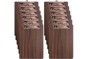 SOYIRI Portapapeles A5 de Madera,12 Piezas Portapapele con Pinza y Agujero Colgante,Clipboards Tablero de Escritura