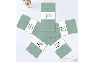 DERUAKU Green Cloth Napkins, Cheesecloth Napkin, Soft Cotton Linen Fabric Napkins, Washable Rustic Linen Gauze Napkin for Party Wedding Party Banquet Restaurant Decoration(Soya green)