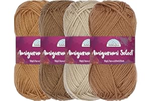 BAMBOOMN Amigurumi Select 100% Acrylic Craft Yarn Skeins Crochet and Knitting Projects - Acrylic Fingering Weight - Shades of Brown - 4 Skeins