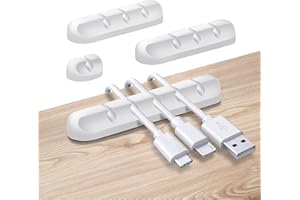ZYB Organizador de Cables Escritorio, Clips de Soporte de Cable Adhesivo para Gestión de Cables de Carga USB Escritorio/Cable de Mouse/Cable de Audio, Silicona, 4 Piezas (Paquete de 1)