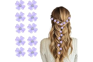 LONGHONEYSONG 10 Stück Haarschmuck Blumen Haarklammer Klein Mini Haarspangen Braut Haarschmuck Kleine Haarspangen Haarclips Blumen Haarschmuck Hochzeit Haarclips Damen Blumen Spange Blumen Haarspange (Lila)