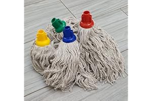 MYAIMS Socket Push 6pcs pk Plastic TWINE Cotton Mop Head Jumbo Large Mop Thick Absorbent Yarn For Everyday Home /Work Commercial Mop Heads for Heavy Duty long lasting (6pk Jumbo 400g)