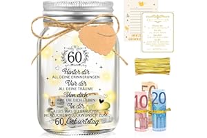 ‎SHINING SHE Shining She 60 Geburtstag Frau Mann, LED Flaschenlicht Geldgeschenke Geburtstag, Geschenke zum 60 Geburtstag Frau, 60. Geburtstagsgeschenk Geldgeschenke Verpackung Leuchtflasche Geschenkideen Deko