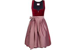 Edelnice Trachtenmode Exklusives Designer Midi Dirndl Lilly Samt rot inkl. Dirndlschürze Gr. 32-54
