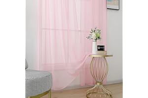 AMANIA TRADING LTD 1 Single Plain Voile Curtain Panel Net Curtains Slot Top Road Pocket Header 14 Colours (Light Pink, 54)