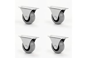 PRIORY CASTOR British Manufactured - 4 Fixed Castor Wheels | 40mm Furniture, Appliances, Trolley Castor with Soft Tread Quiet Tyre