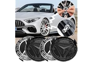 CEVIKNO 4 Stück 75mm Nabendeckel Radnabenabdeckung, Auto-Nabenkappen mit Logo, Aluminium-Universal-Radkappe- Schwarz