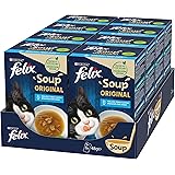 Purina Felix Soup Original Cibo Umido per Gatti con Merluzzo, Tonno e Platessa, 8 Confezioni con 48 Buste da 48g
