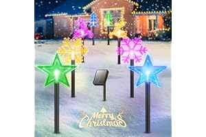GEARLITE 8 Pièces Decoration Noel Exterieur, Lampe Solaire Exterieur avec 8 Modes, IP65 Étanche Décoration de Noël avec 4 Formes Automatique on/Off pour Jardin Terrasse Outdoor Cadeau