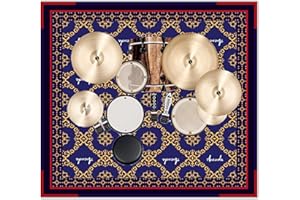 Aucuda Drum Rug, 6x6.6 ft Drum Mat, Electrical Drum Carpet, Tightly Woven Fabric Music Rug with Non-Slip Grip Bottom, Soundproof Rug Pads Drum Accessories for Drum Set, Great Gift for Drummers