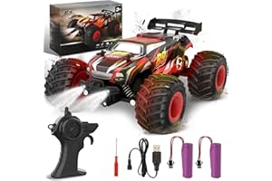 Fivejoy Remote Controlled Car from 3 4 5 6 7 8 Years, 20 km/h RC Car Off-Road, 2WD All Terrain 2.4GHz RC Truck with 2 Batteries, Car Toy from 3 4 5 6 7 8 Boy, Toy Gift for Children