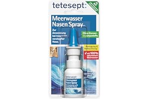 ‎TETESEPT tetesept Meerwasser Nasen Spray – 1 x 20 ml – Nasenspray bei Erkältung - Reinigung der verstopften Nase & natürliche Befeuchtung trockener Nasenschleimhäute