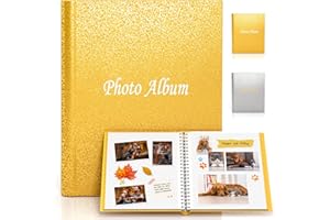 MIDUKIT Großes Fotoalbum für Instax Mini Polaroid, glitzernde Hülle, Fotoalbum selbstklebende Seiten für Kinder, geeignet für Fujifilm Instant Instax Mini Polaroid - Gold