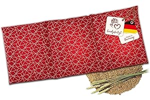 Navango® Cuscino Riscaldabile in Microonde o Forno | Scaldacollo Cervicale | Cuscino Cervicale | Riempimento Semi di Grano, Fatto a Mano | ca.50x20cm, Cotone OEKO-Tex, Rosso | Cuscino per Schiena