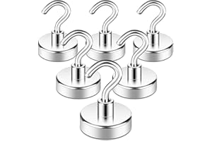 Neosmuk Haczyki magnetyczne, 27 kg + bardzo mocny magnes z haczykiem do lodówki, wytrzymały hak rejsowy do sufitu, mały uchwyt magnetyczny do furgonetki, narzędzia, klucza (biały, 6 sztuk)