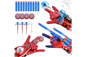 Taufe Set di 3 Spiderm Guanti per Bambino,Spara Ragnatele Spiderm,Maschera Spiderm Launcher Glove,Guanti Spiderm Bambino,Spiderm Glove Launcher Set,Spiderm Giocattolo Giocattoli da Polso Set