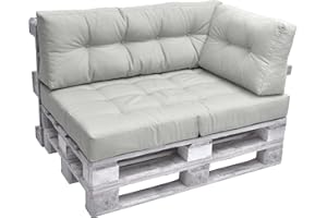 Beautissu Coussin Latéral Palette Euro 60x40 cm ECO Elements – 1x Coussin Accoudoir Gris Clair – Confortable Coussin Lounge de Côté Extérieur & Intérieur Coussin pour Jardin Canape Banquette