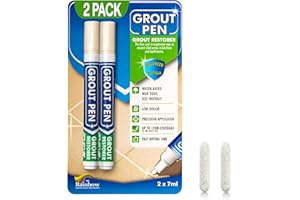 RAINBOW CHALK MARKERS LTD Twin Pack (CREAM) Grout Pen - Designed for restoring tile grout in bathrooms & kitchens
