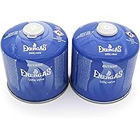 (15,00EUR/kg) 2x 500g Butan Schraubkartusche, Ventilkartusche, EN 417 Camping, Ventilschraubkartusche, EN521, Kartusche mit Gewinde, Butankartusche, Butangas