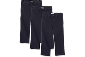 Amazon Essentials Pantalones Chinos de Uniforme de Corte Recto y Frente Plano Niño, Paquetes Múltiples