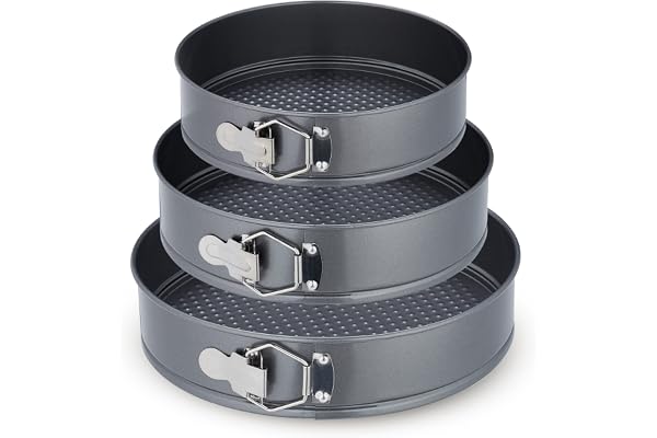 Relaxdays springformsset, 3 runda bakformar, Ø 24, 26, 28 cm