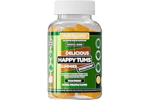 Happy Tums Probiotic Complex Gummy | 1.125 Billion CFU Triple Strain Probiotics, Vitamin C, B3, B5, B6 & Chamomile 1000mg | Pineapple Flavour | 60 Vegan Gummies | Gut & Digestive Health by NUTRIGUMS®