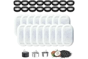 Zuimei 16Pcs Cat Water Fountain Filters Replacement Cat Fountain Filters 8 Pcs Activated Carbon Filter&8 Pcs Foam Filter