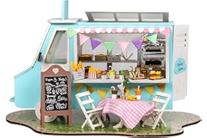 Crafts&Co® Casa in Miniatura fai da te con Mobili | Casa delle Bambole fai da te Adulti | Kit casa Delle Bambole in legno | Modello di Casa in Legno con Luce | 1:18 | Rolling Bistro