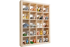 Creative Deco Vitrine en Bois à 20 Compartiments | 35 x 26 x 5,5 cm | Contreplaqué Naturel | Étagère Murale pour Voitures Miniatures | Vitrine de Collection Suspendue | Organisateur