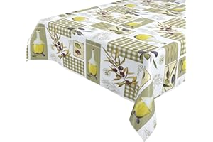 BEAUTEX Nappe de table en toile cirée Olive Nappe de jardin lisse et essuyable Forme ronde, ovale ou rectangulaire Taille au choix, PVC, Olive lisse., Rund 100 cm