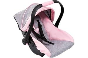 BAYER DESIGN Bayer Deluxe Dolls Car Seat - Baby Doll Travel Car Seat with Sun Canopy - Ergonomic Handle, Safety Seat Belt, Doll Accessories for 46cm Dolls - Role Play Birthday Gifts for Girls, Boys