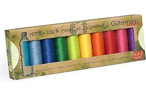 Gütermann creativ sewing thread set rPET with 10 spools all-purpose sewing 100 m made from 100% recycled polyester in various colours