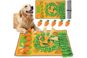 DEWEL Tappeto olfattivo per Cani, Snuffle Mat con Carote con Suono, Giocattolo interattivo per Cani, Coperta per attività Animali Domestici, Pieghevole, Lavabile, 80 x 50 cm (Colore Carota)