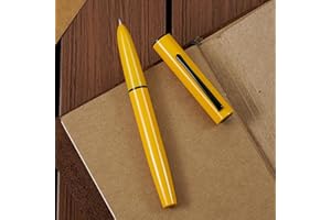 HONG DIAN C1 - Pluma estilográfica de punta fina, color amarillo limón y diseño retro clásico con convertidor de tinta
