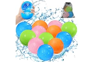 BOPICOKOK Reusable Water Balloons, Pool Toys Beach Toys, Summer Water Toys, Refillable Water Bomb Splash Balls with Quick Fill &Self Sealing for Outdoor Activities, Water Games (12PCS)
