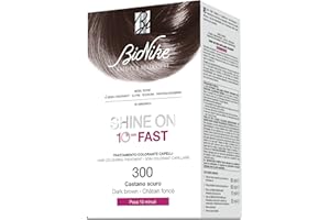 BioNike Shine On Fast Kit Trattamento Colorante Capelli N.300 Castano Scuro - Crema 60 ml, Rivelatore 60 ml, Shampoo 15 ml, Balsamo 20 ml