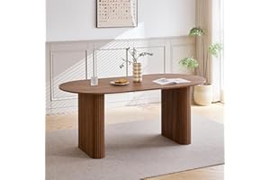 GrandCA HOME Tavolo da Pranzo Ovale in Legno, Tavolo da Cucina Moderno da 180 CM, Ampia Scrivania in MDF per 6-8 Persone (Marrone Scuro)
